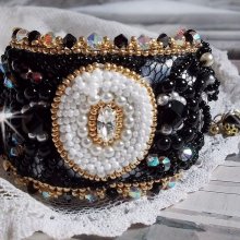 Sacred Black Bracelet embroidered on an antique black lace 